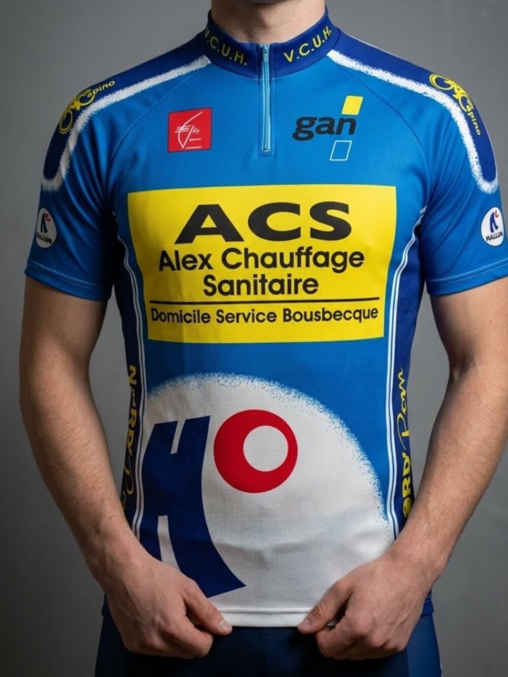 Vintage 1990s Gan Team Cadet Sports France Made Cycling Jersey Blue Men's L